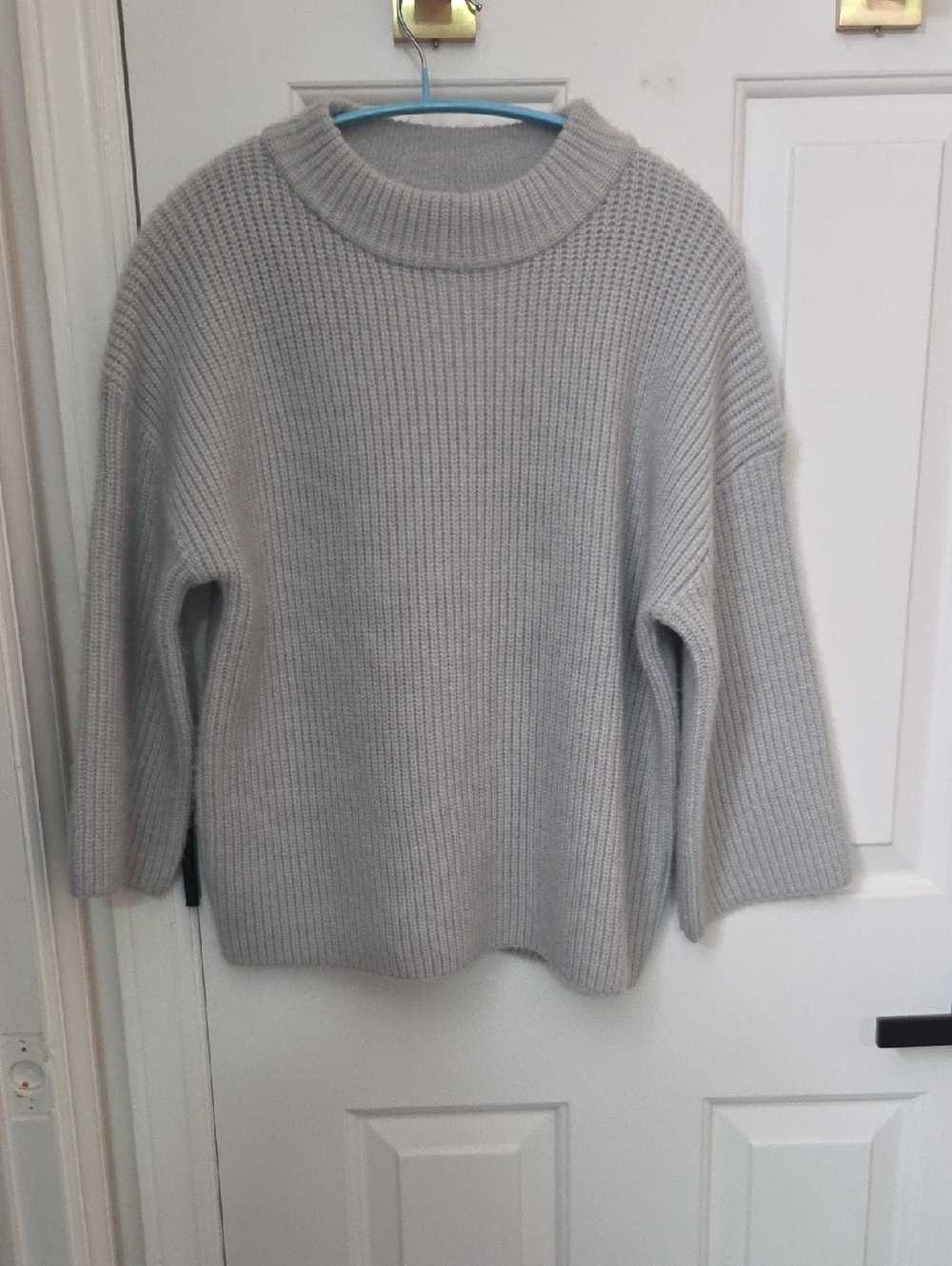Nicole Miller Heather Gray Ribbed Crewneck Sweater